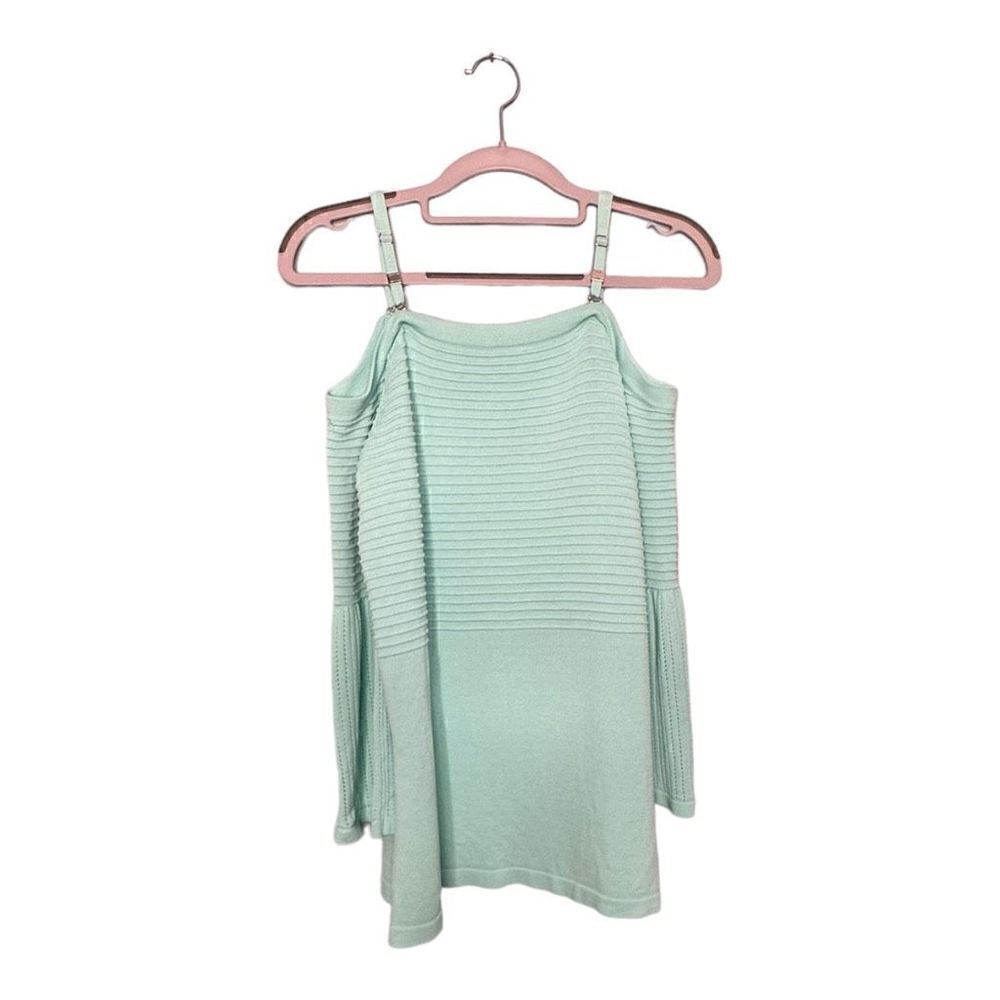 Calvin Klein cold shoulder bell sleeve mint green sweater women’s size small